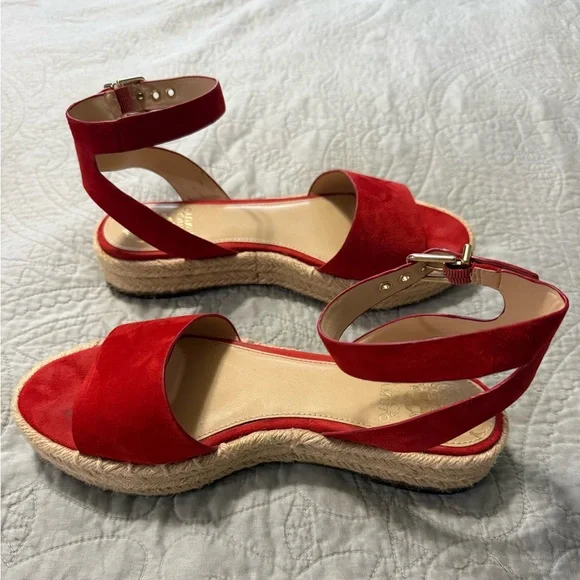 Vince Camuto Red Suede Espadrille Sandals 9M - Picture 3 of 6